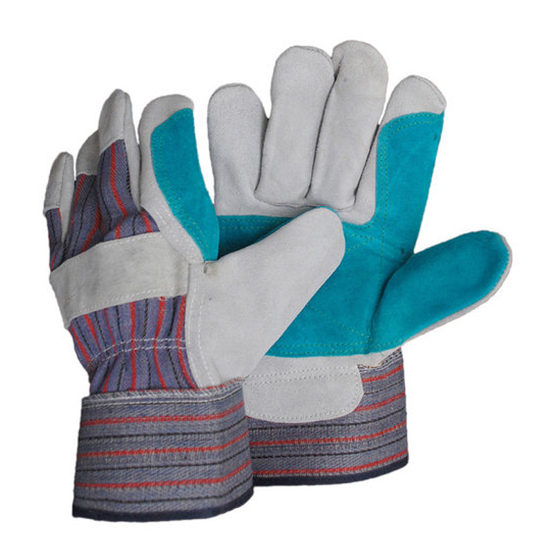 LG008 Guanti protettivi con polsini in gomma in pelle bovina a doppio strato